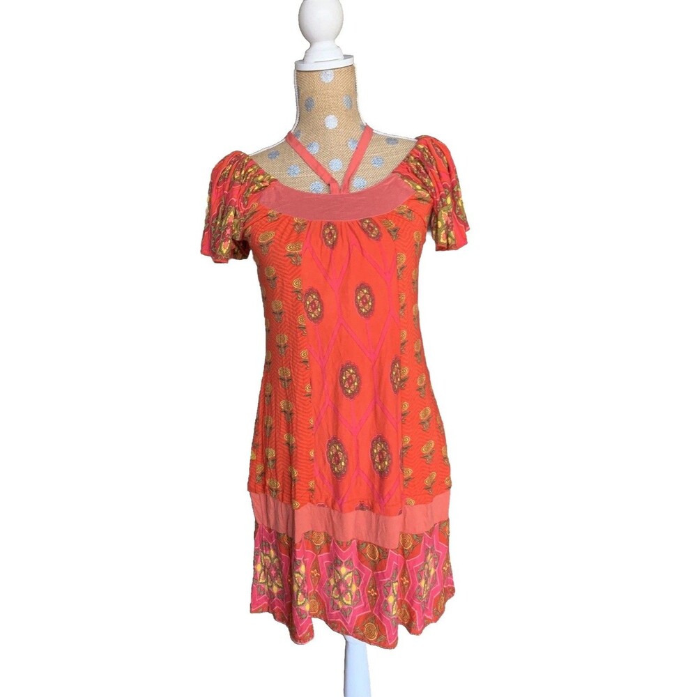 Ritu Kumar Womens Small Medalion Print Kaftan Dress Small Tunic Viscose Resort
